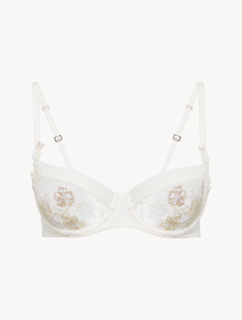 Balconette Bra in off-white Lycra with Leavers lace_3