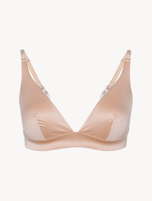 Triangle Bra in beige stretch viscose and tulle_2