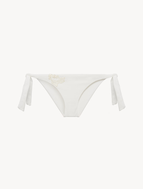 Ribbon Bikini Briefs in off-white with ivory embroidery_2