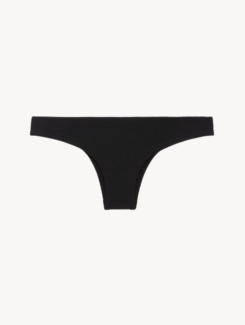 Low-rise Bikini Briefs in black with dark blue embroidery_0