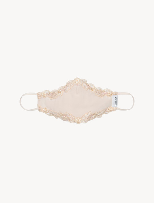 Pink silk georgette face covering with Frastaglio_2