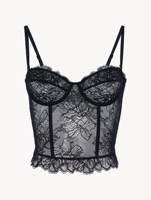 Underwired corset in black Italian Jacquard lace_2