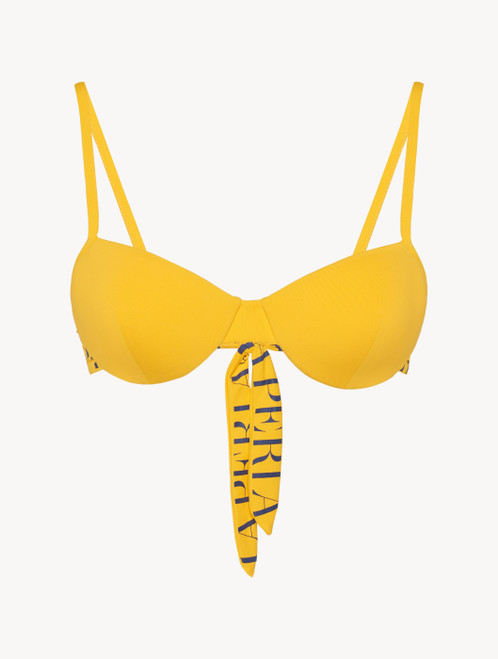 Balconette Bikini Top in yellow with logo_0