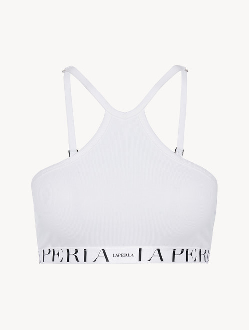 Halter Bralette in white stretch cotton_3
