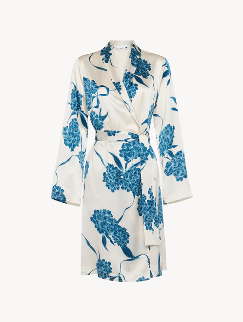 Silk short robe with dusty blue florals_0