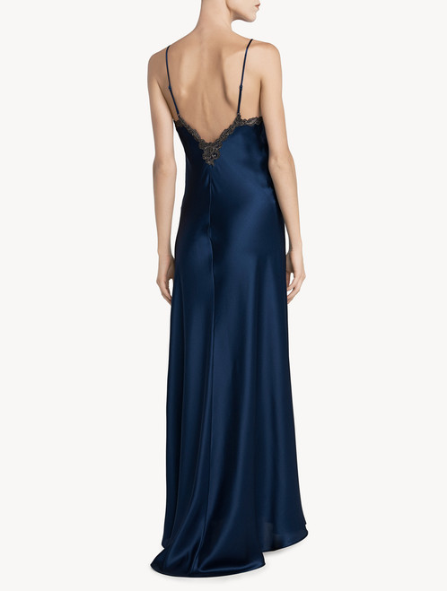 Long blue nightgown with frastaglio - La Perla - US