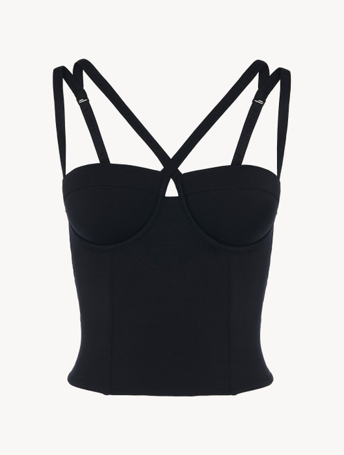 Padded corset in black modal jersey_0