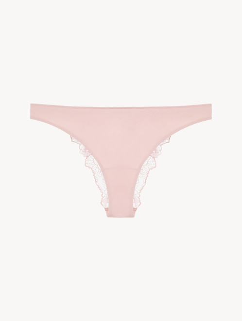 Brazilian brief in pink with French Leavers lace_0