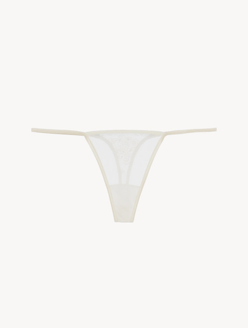 Thong in off-white embroidered tulle_0