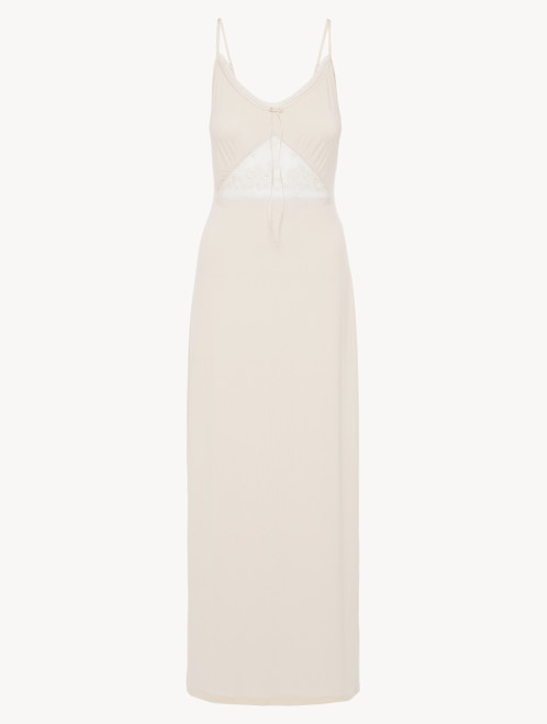 Long nightgown in off-white rayon_0
