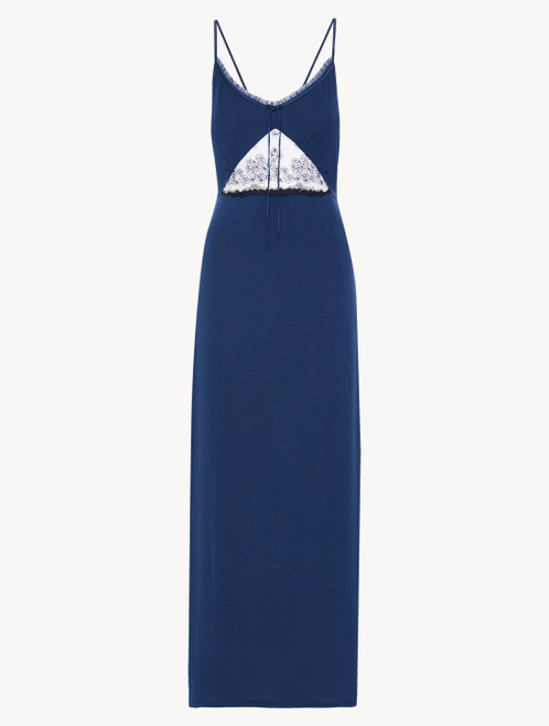 Long nightgown in dark denim blue rayon_4