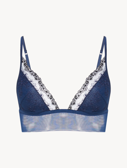 Bralette in dark denim blue embroidered tulle_1