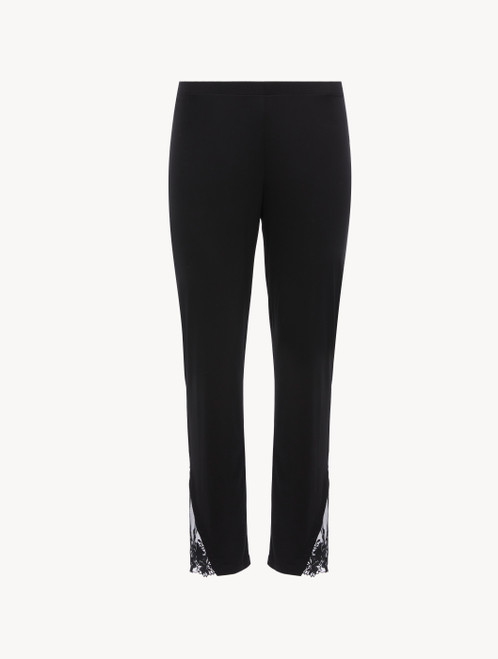 Trousers in Black modal with embroidered tulle_1