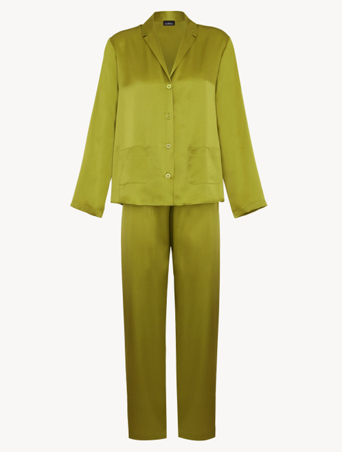 Olive silk pajama set_0