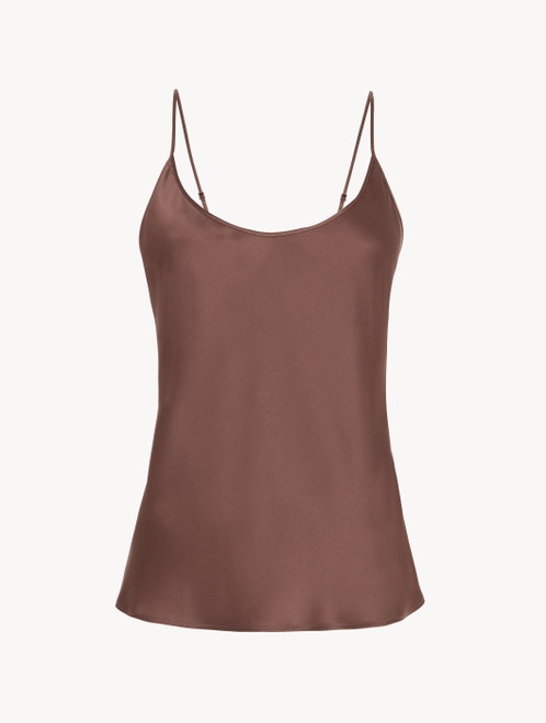 Silk camisole in Chocolate Brown_0