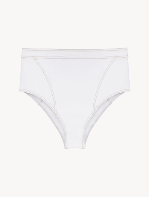 High Waisted Bikini Brief in White_1