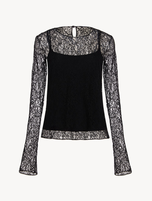 Long-Sleeved lace T-shirt in Onyx_4