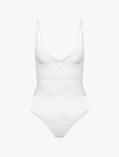 Off-white Leavers lace body with tulle ruffle_0