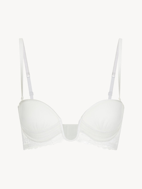 Off-white Leavers lace bandeau U-bra with tulle ruffle_0