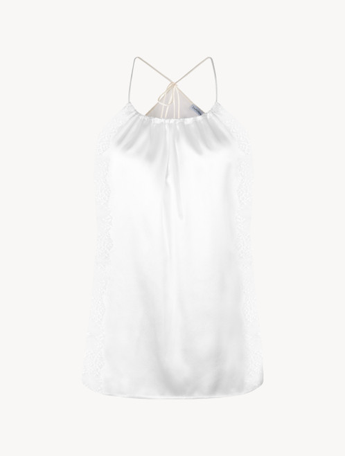 Off-white silk halterneck camisole with Leavers lace trim_1