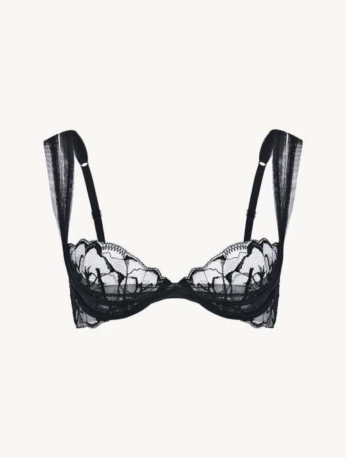 Black lace balconette bra_3