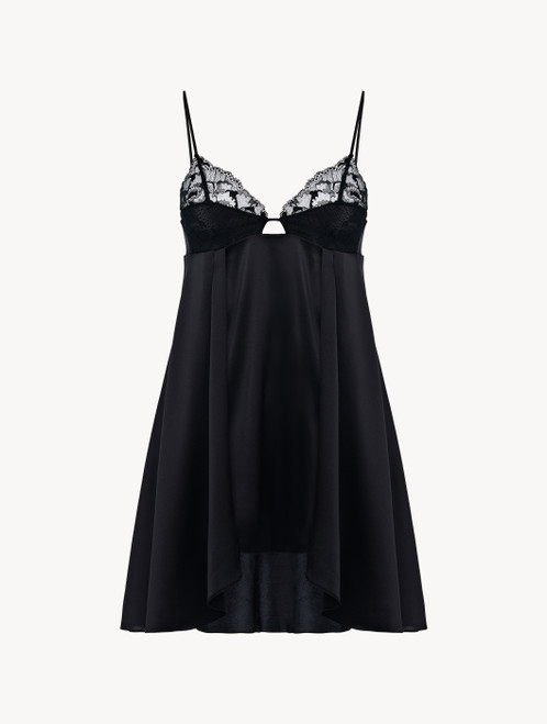 Babydoll in black silk satin_0
