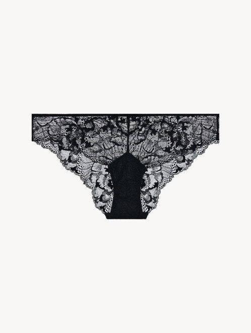 Medium Briefs in black Leavers lace and stretch tulle_0