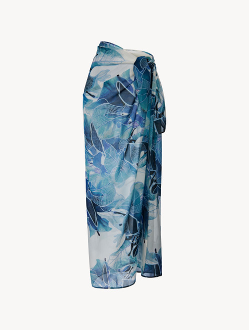 Pareo in blue silk stretch with lace trim_1