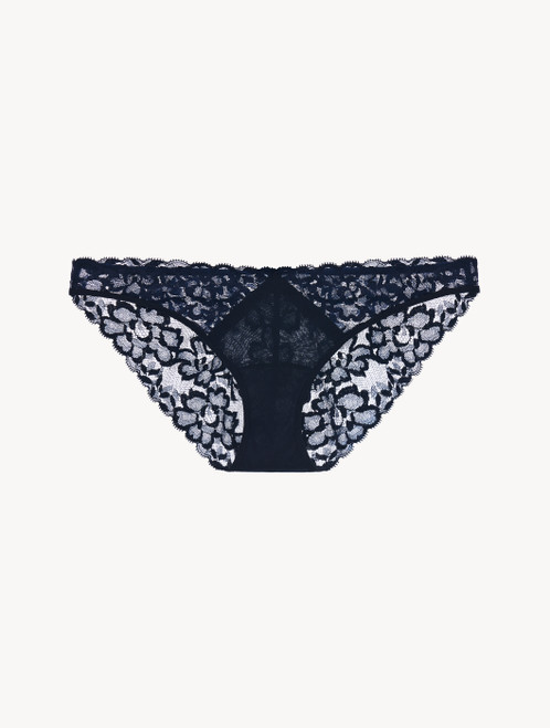 Low-rise briefs in blue Leavers lace_0