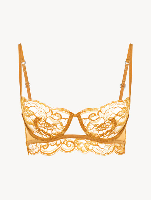 Balconette bra in yellow tulle and Leavers lace_3
