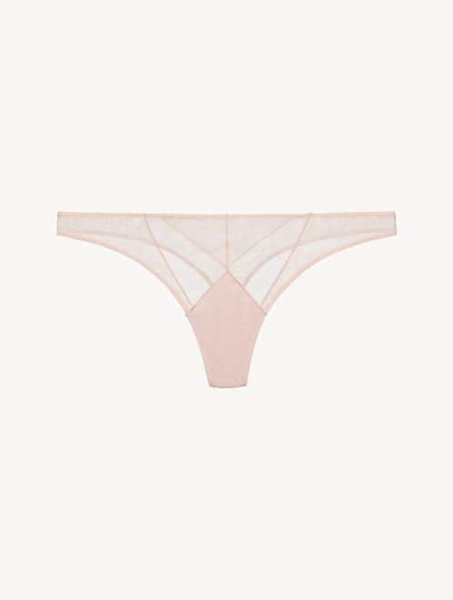 Thong in pink stretch tulle_0