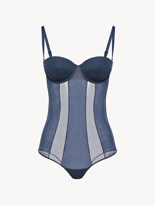 Underwired Bodysuit in blue stretch tulle_4