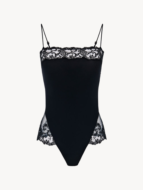 Black bodysuit with embroidered tulle_2