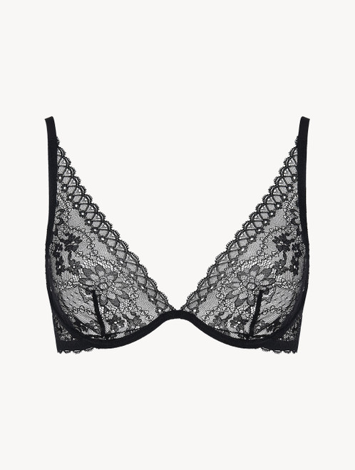 Triangle Bra in black floral lace_0