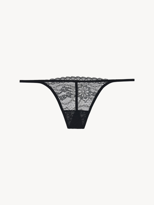 Thong in black floral lace_0