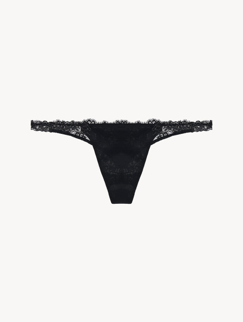Black lurex embroidered tulle thong_3