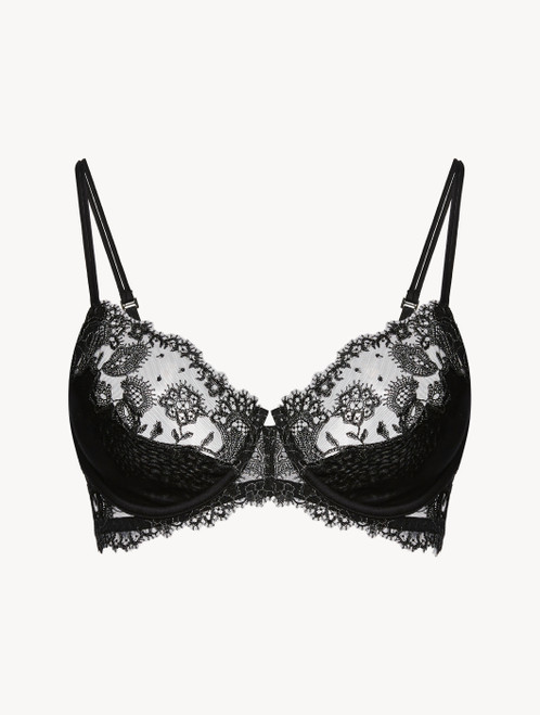 Black sheer embroidered tulle with lurex thread underwired bra_3