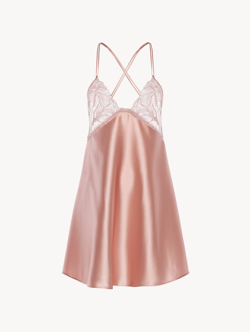 Pink silk-satin and tulle slip_0