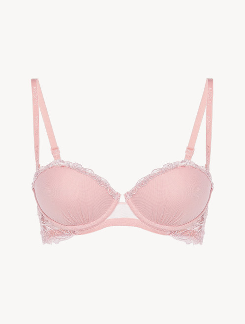 Pink silk-satin bandeau bra_0