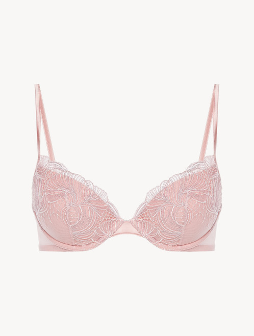 Pink embroidered tulle push-up bra_4