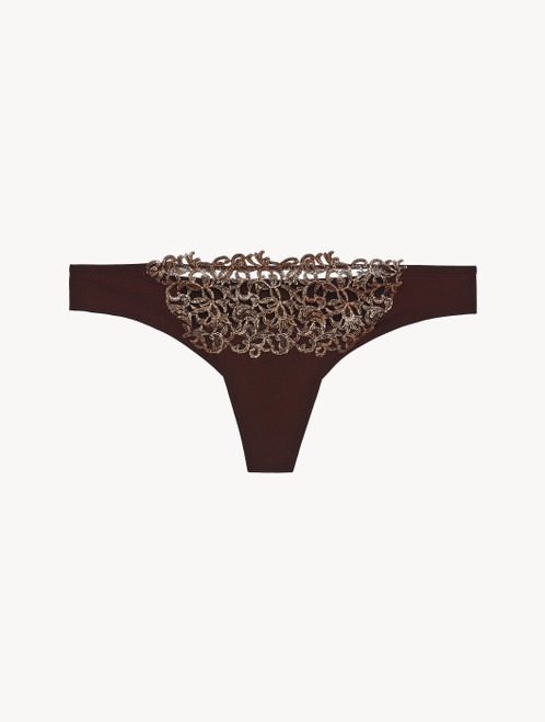 Brown thong with copper macramé_4