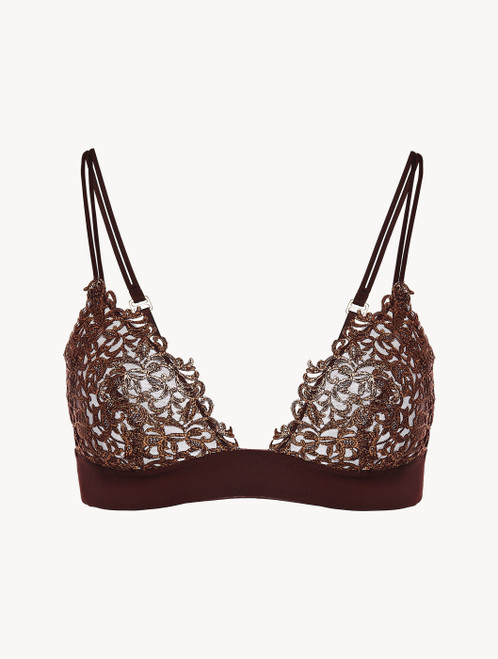 Brown triangle bra with copper macramé_3