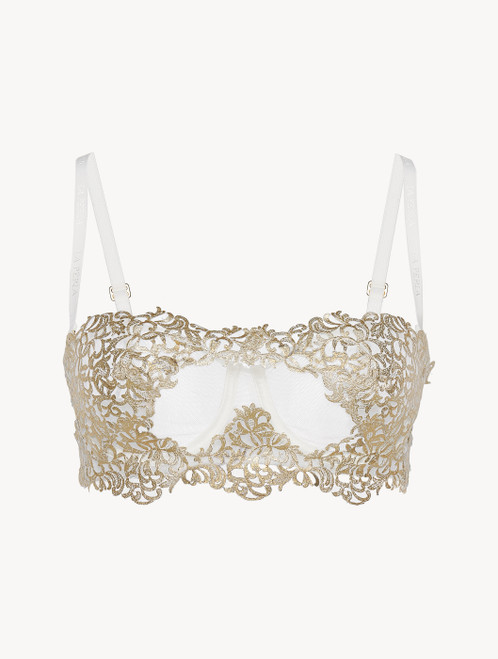 Off-white underwired bra with metallic macramé_4