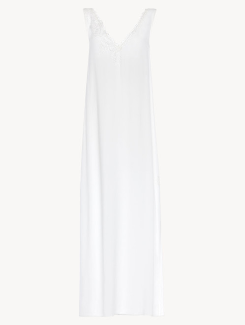 Off-white viscose long nightgown with tulle_2