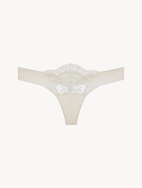 Off-white matt Lycra embroidered tulle thong_4