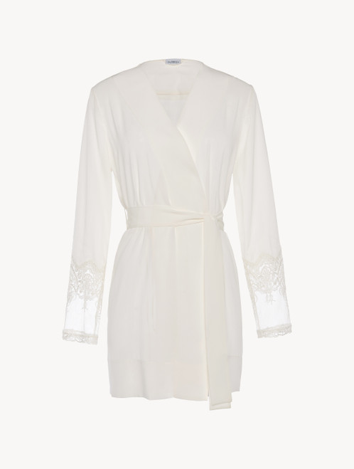 Off-white tulle and silk-satin short robe_1