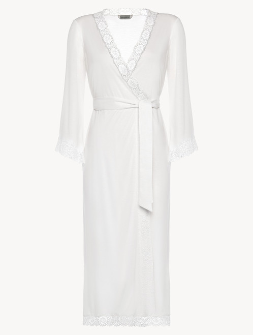 Soft white jersey modal long robe_3