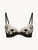 Black silk Underwired Bra with ivory frastaglio_0