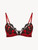 Red silk Triangle Bra with black frastaglio_0