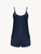 Short pajama set in navy blue silk_0